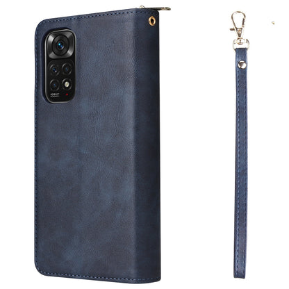 Redmi Note 11 Pro Global Leather Wallet Case with 9 Card Slots, Zipped Cash Pocket & Kickstand - Premium PU TPU Protective Cover with Wrist Strap