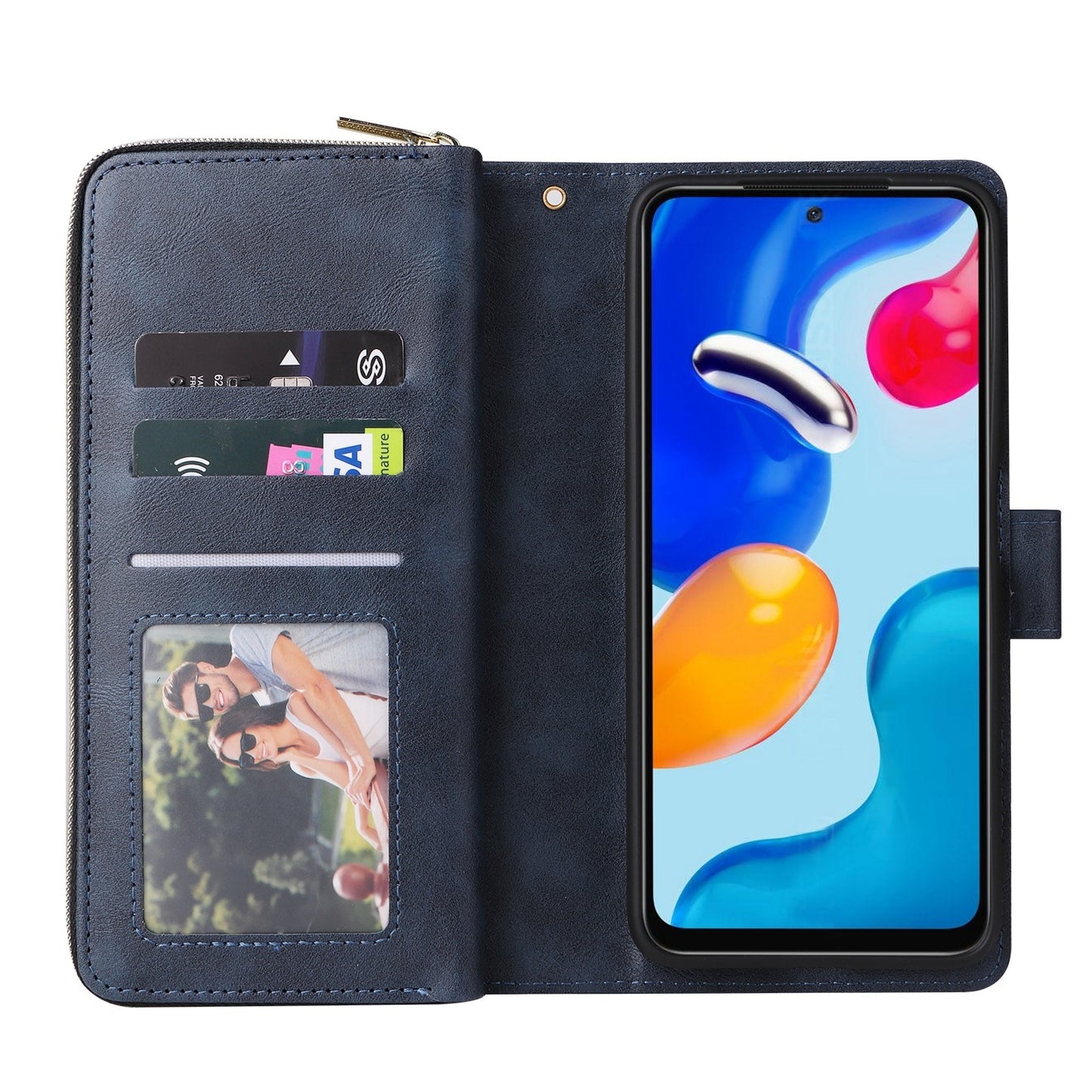 Redmi Note 11 Pro Global Leather Wallet Case with 9 Card Slots, Zipped Cash Pocket & Kickstand - Premium PU TPU Protective Cover with Wrist Strap