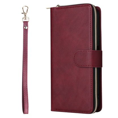 Redmi Note 11 Pro Global Leather Wallet Case with 9 Card Slots, Zipped Cash Pocket & Kickstand - Premium PU TPU Protective Cover with Wrist Strap