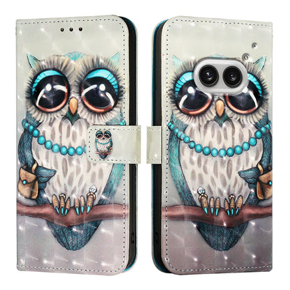 Nothing Phone 2a Leather Flip Phone Case with 3D Painted Design, Card Holder, Wallet & Stand Function - Durable Protection & Easy Access
