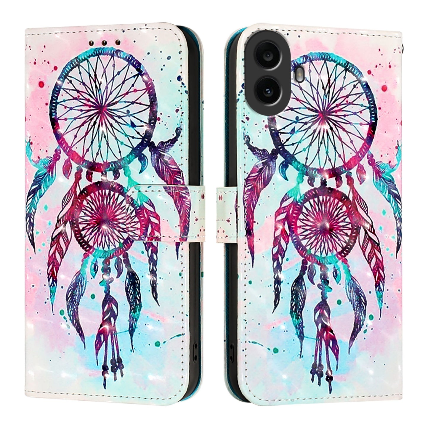 Nothing CMF Phone 1 Leather Flip Phone Case with 3D Painted Design, Card Holder, Wallet & Stand Function - Durable Protection & Easy Access