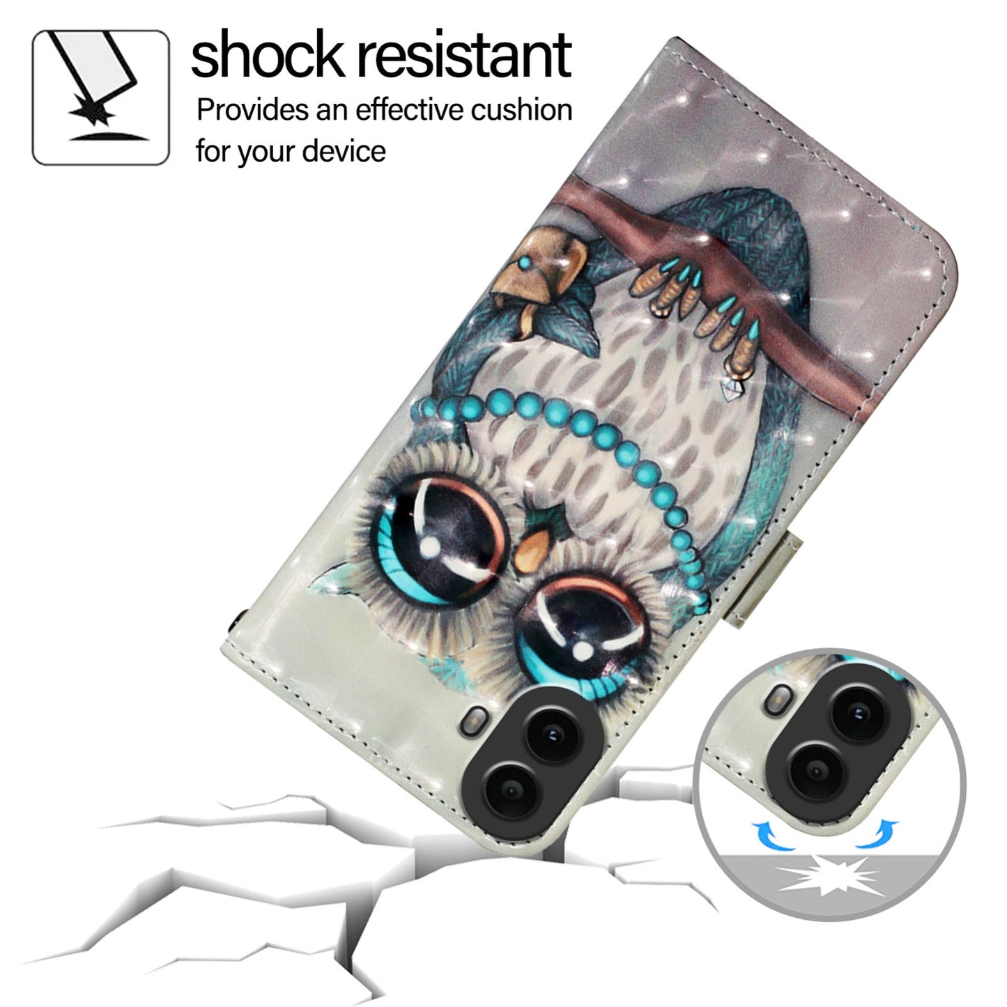 Nothing CMF Phone 1 Leather Flip Phone Case with 3D Painted Design, Card Holder, Wallet & Stand Function - Durable Protection & Easy Access