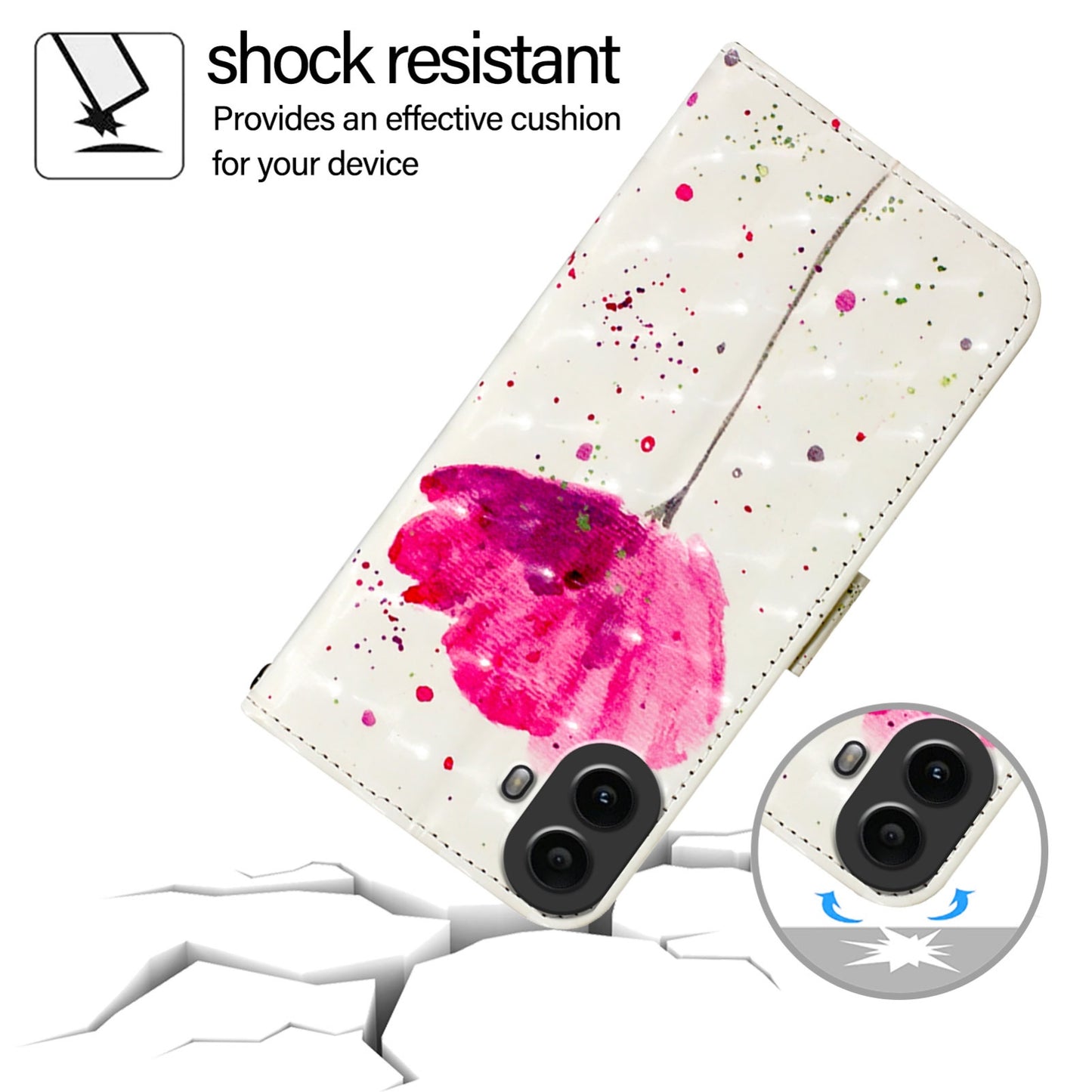 Nothing CMF Phone 1 Leather Flip Phone Case with 3D Painted Design, Card Holder, Wallet & Stand Function - Durable Protection & Easy Access