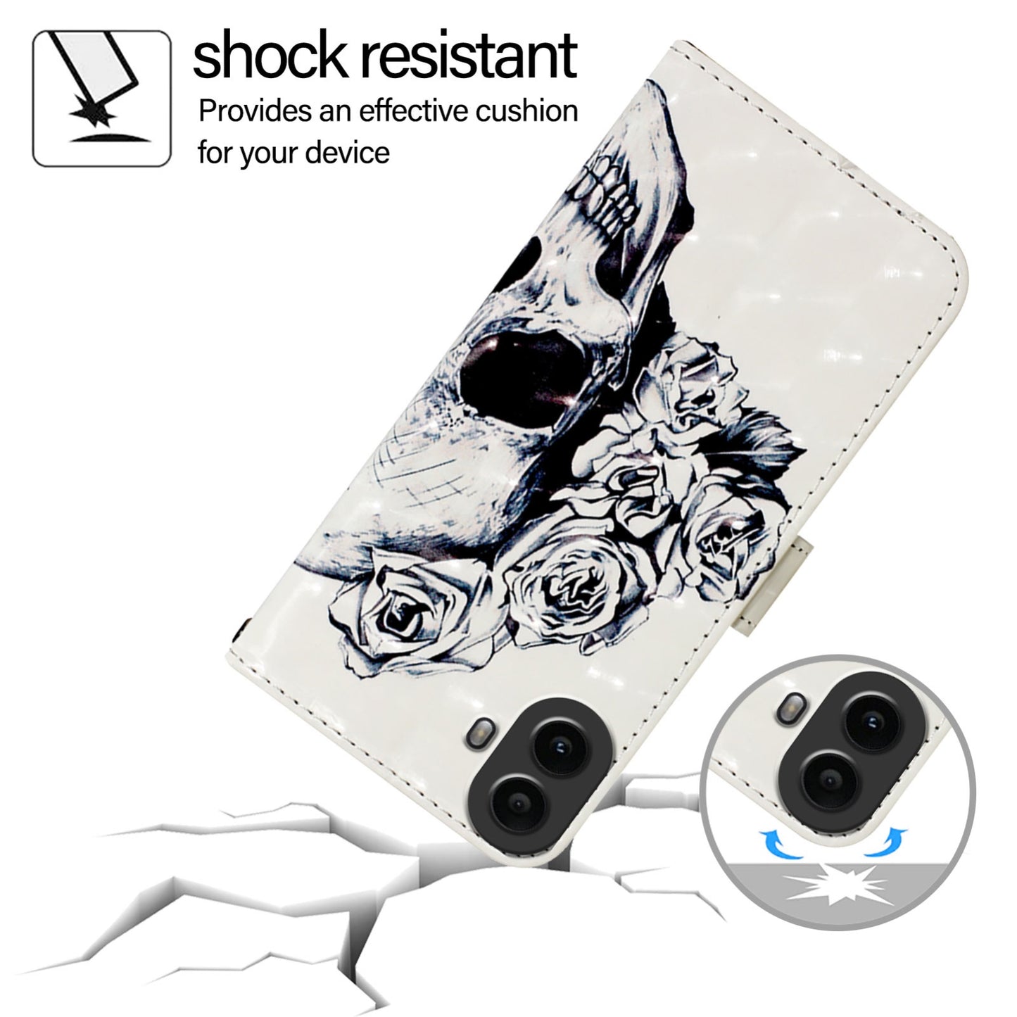 Nothing CMF Phone 1 Leather Flip Phone Case with 3D Painted Design, Card Holder, Wallet & Stand Function - Durable Protection & Easy Access