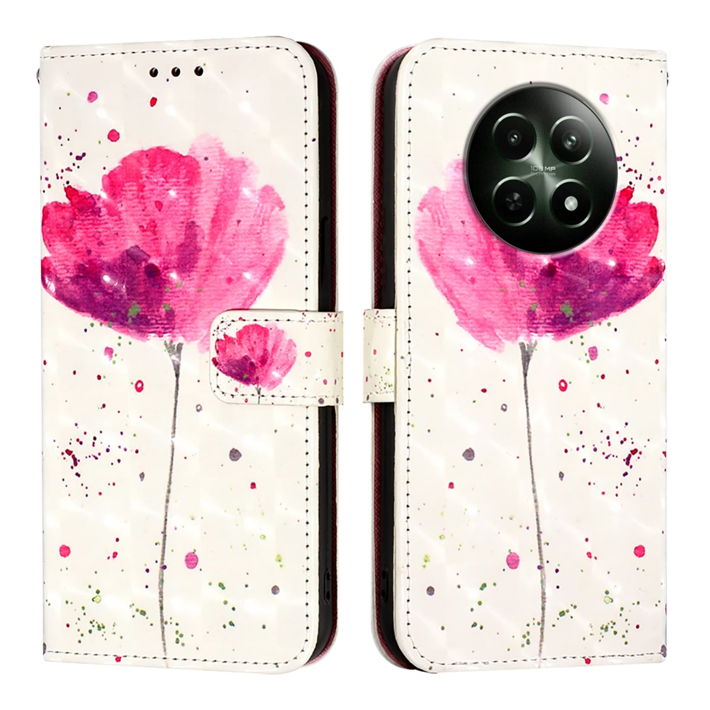 Realme 12 5G Global Leather Flip Phone Case with 3D Painted Design, Card Holder, Wallet & Stand Function - Durable Protection & Easy Access