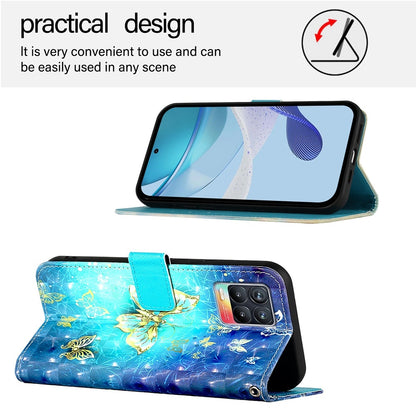 Realme 8 4G Leather Flip Phone Case with 3D Painted Design, Card Holder, Wallet & Stand Function - Durable Protection & Easy Access