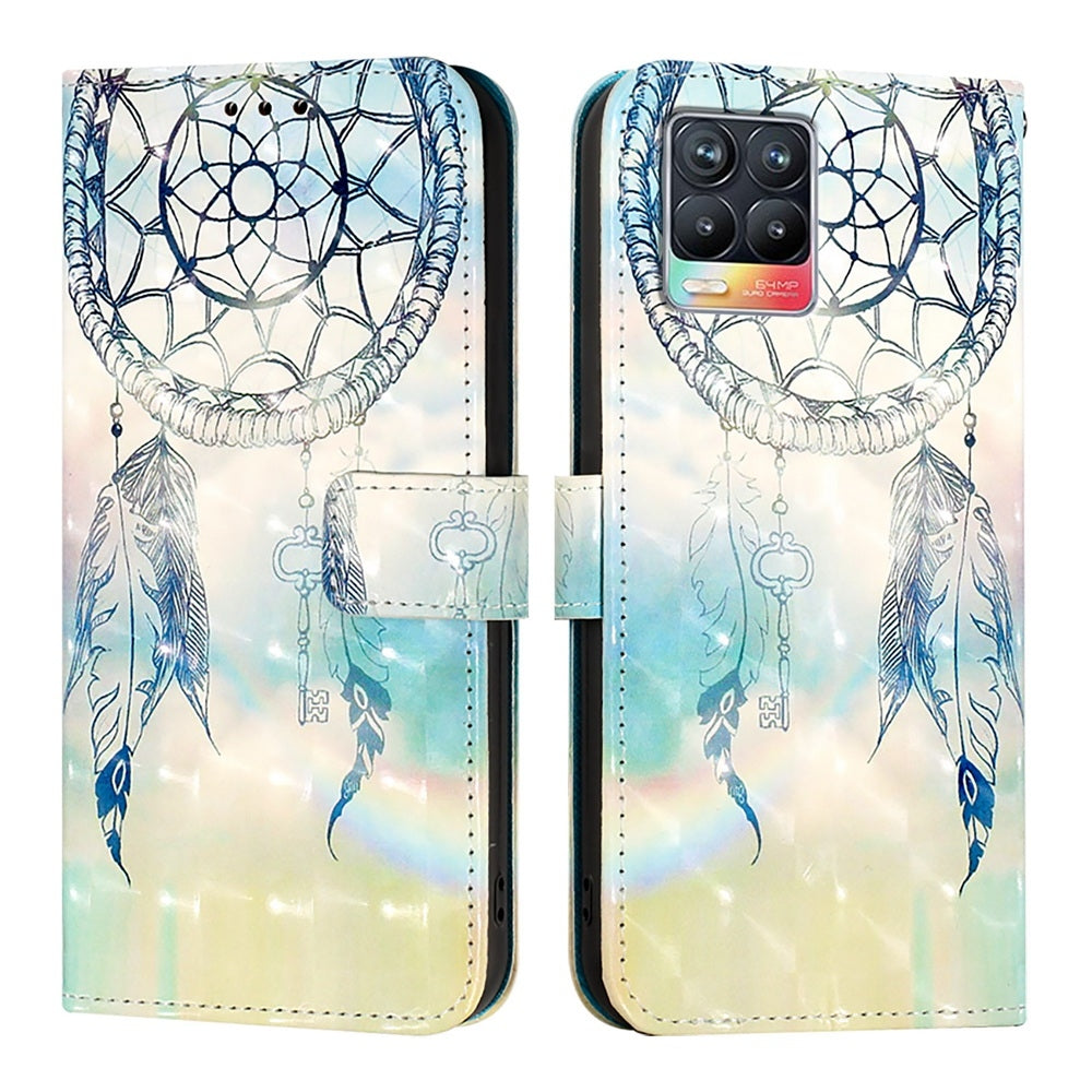 Realme 8 4G Leather Flip Phone Case with 3D Painted Design, Card Holder, Wallet & Stand Function - Durable Protection & Easy Access