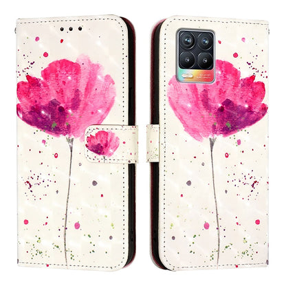 Realme 8 4G Leather Flip Phone Case with 3D Painted Design, Card Holder, Wallet & Stand Function - Durable Protection & Easy Access