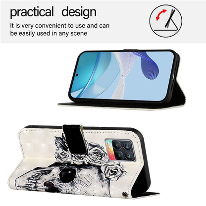 Realme 8 4G Leather Flip Phone Case with 3D Painted Design, Card Holder, Wallet & Stand Function - Durable Protection & Easy Access