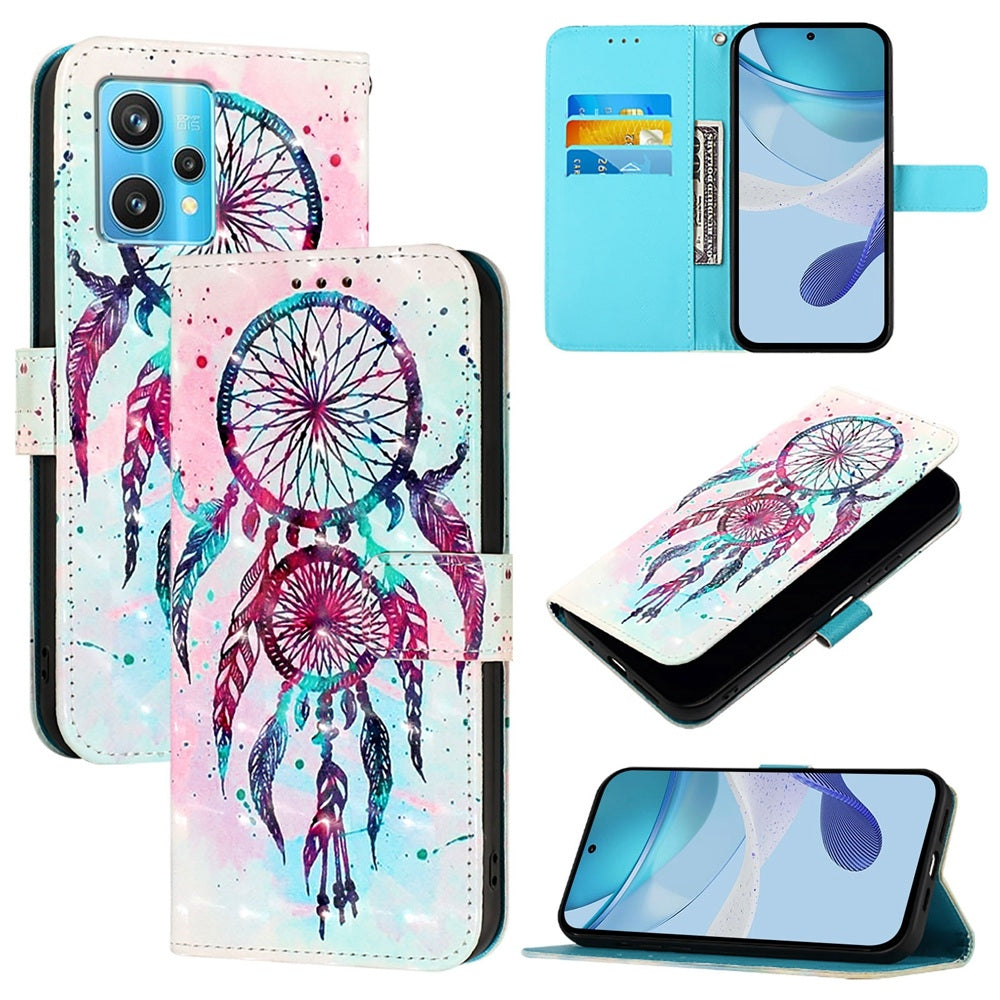 Realme Narzo 50 Pro Leather Flip Phone Case with 3D Painted Design, Card Holder, Wallet & Stand Function - Durable Protection & Easy Access