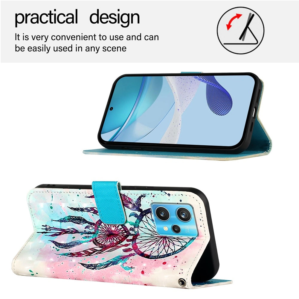 Realme 9 Pro+ Leather Flip Phone Case with 3D Painted Design, Card Holder, Wallet & Stand Function - Durable Protection & Easy Access