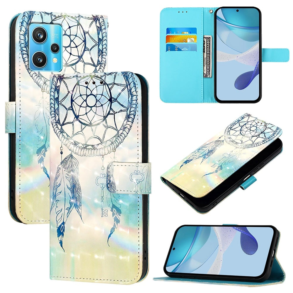 Realme 9 4G Global Leather Flip Phone Case with 3D Painted Design, Card Holder, Wallet & Stand Function - Durable Protection & Easy Access