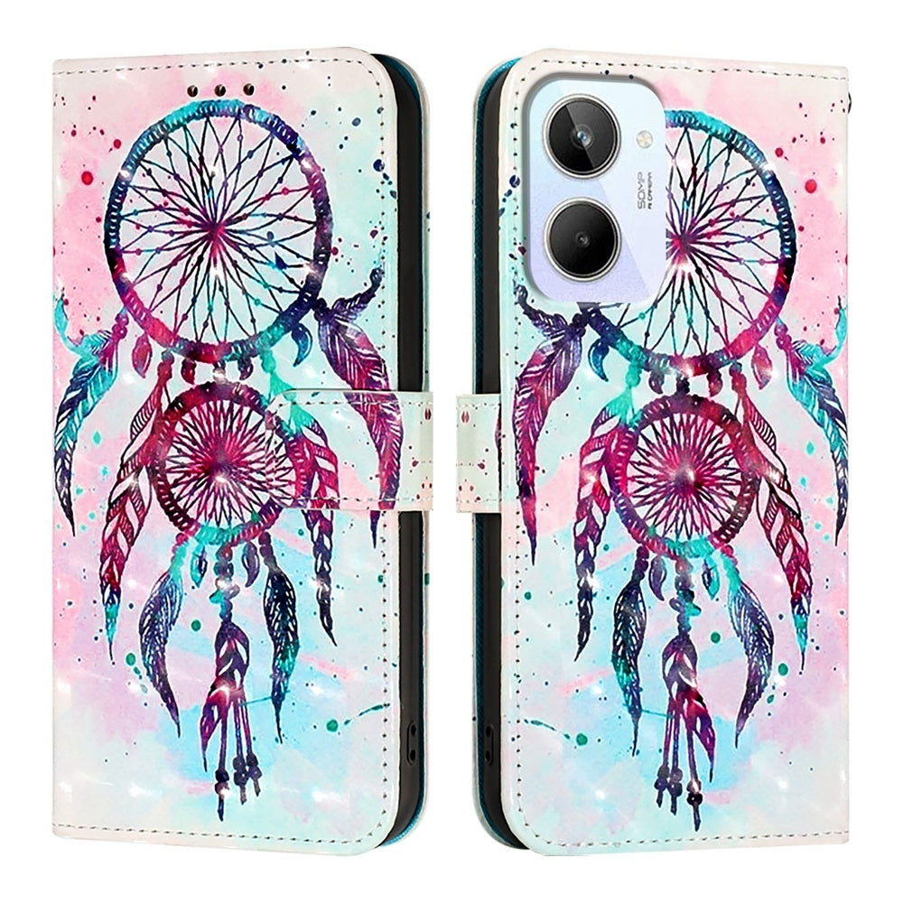 Realme 10 4G Global Leather Flip Phone Case with 3D Painted Design, Card Holder, Wallet & Stand Function - Durable Protection & Easy Access