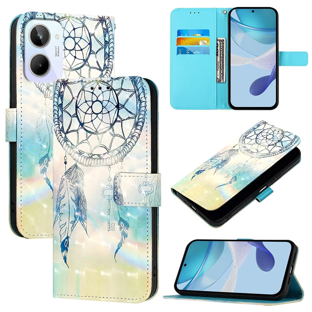 Realme 10 4G Global Leather Flip Phone Case with 3D Painted Design, Card Holder, Wallet & Stand Function - Durable Protection & Easy Access
