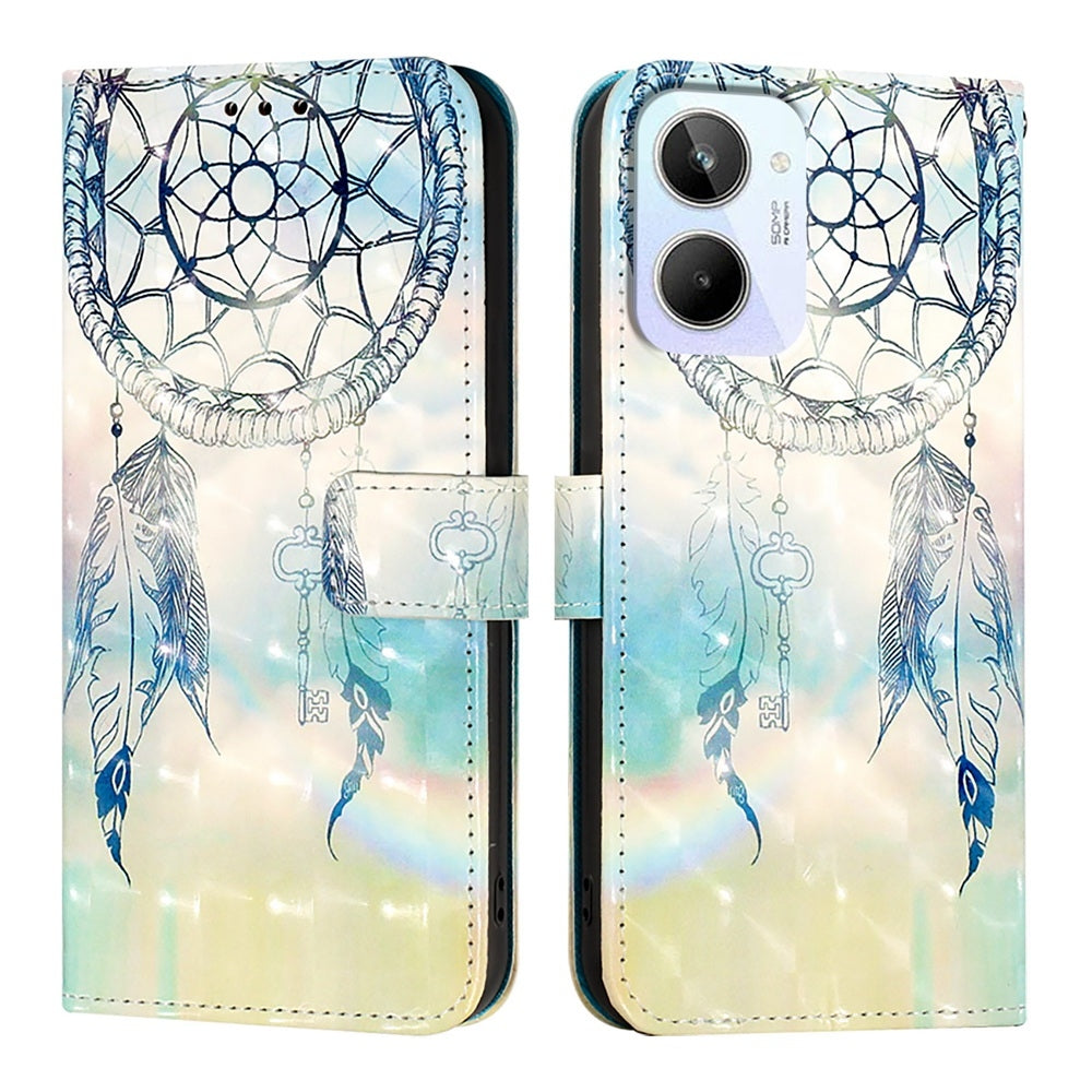 Realme 10 4G Global Leather Flip Phone Case with 3D Painted Design, Card Holder, Wallet & Stand Function - Durable Protection & Easy Access