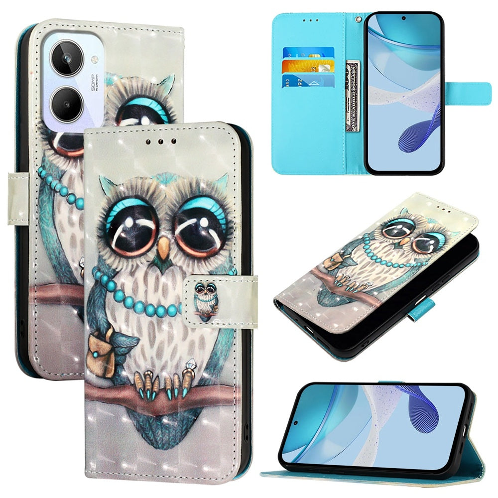 Realme 10 4G Global Leather Flip Phone Case with 3D Painted Design, Card Holder, Wallet & Stand Function - Durable Protection & Easy Access