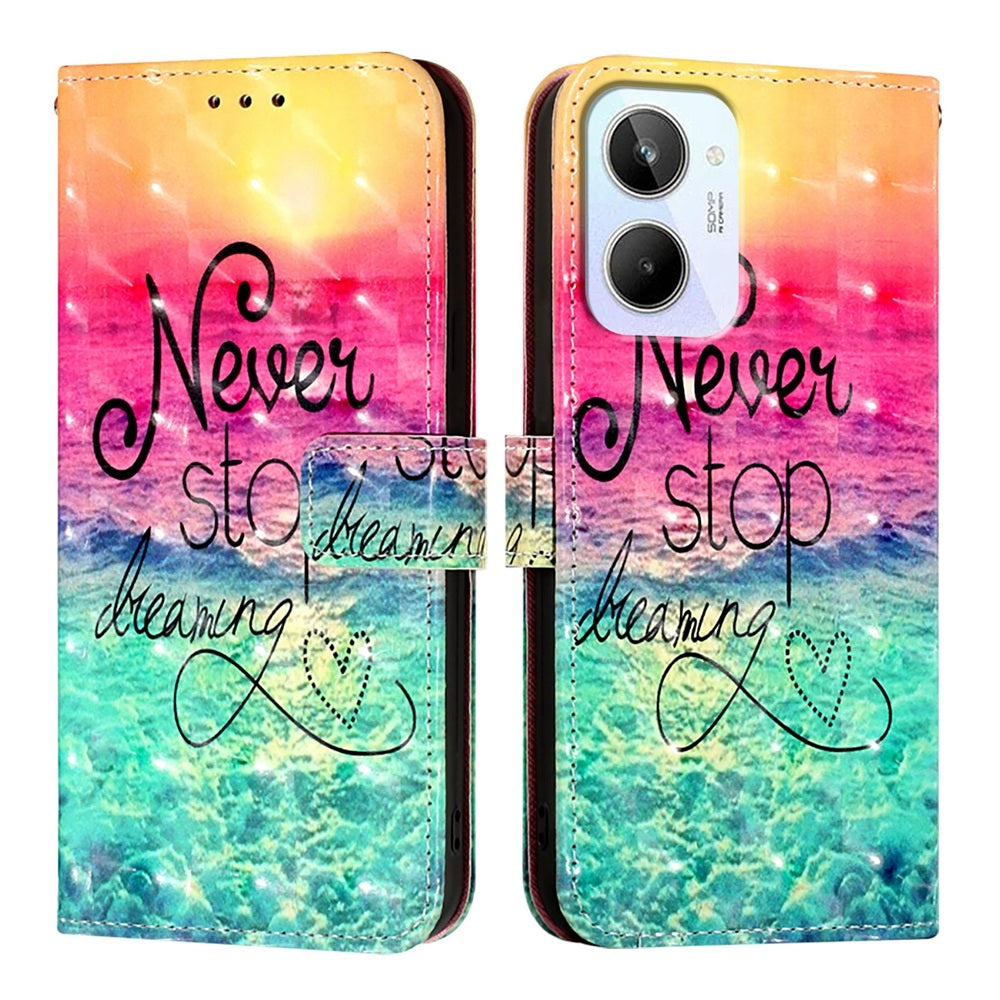 Realme 10 4G Global Leather Flip Phone Case with 3D Painted Design, Card Holder, Wallet & Stand Function - Durable Protection & Easy Access