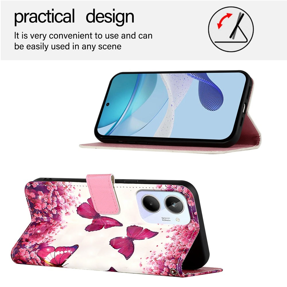 Realme 10 4G Global Leather Flip Phone Case with 3D Painted Design, Card Holder, Wallet & Stand Function - Durable Protection & Easy Access