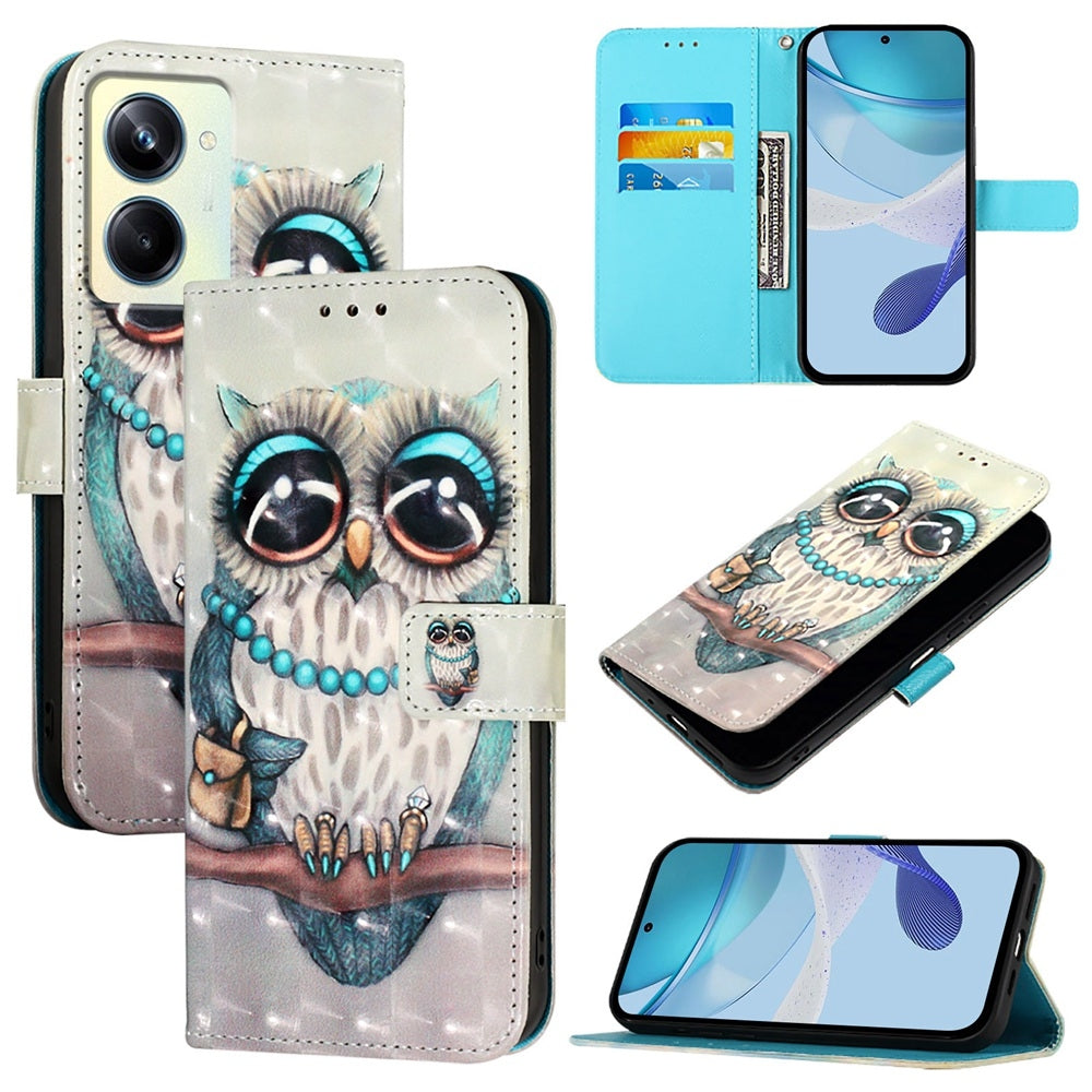 Realme 10 Pro 5G Leather Flip Phone Case with 3D Painted Design, Card Holder, Wallet & Stand Function - Durable Protection & Easy Access