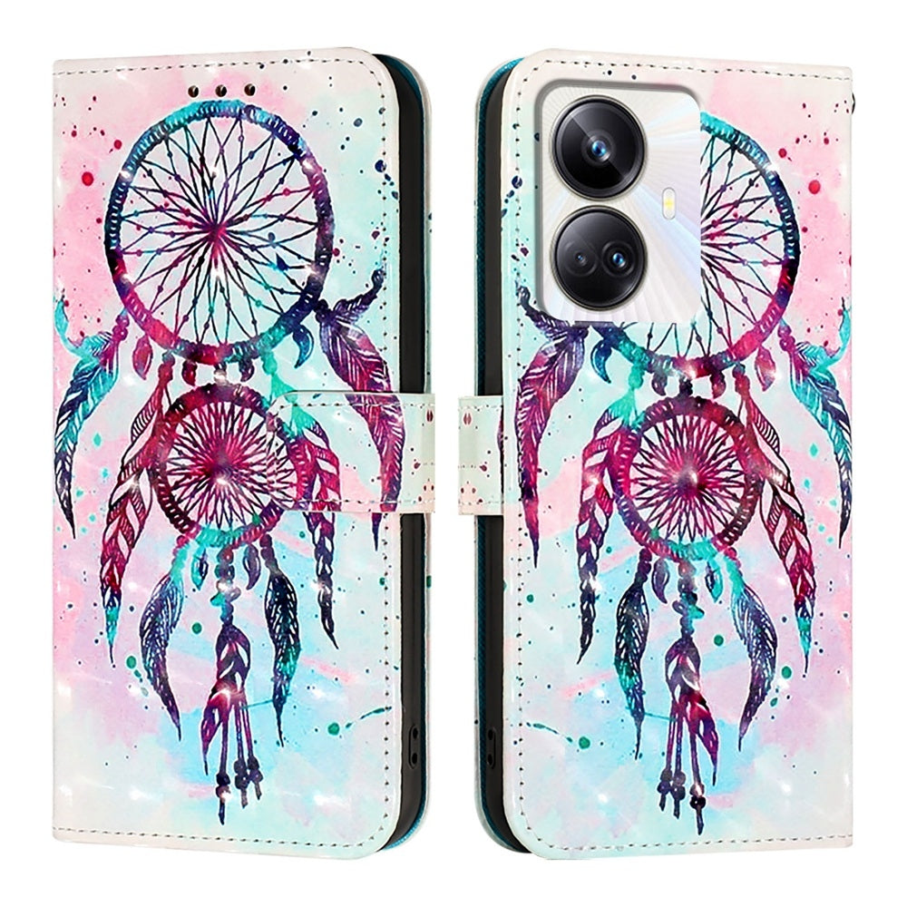 Realme 10 Pro+ 5G Leather Flip Phone Case with 3D Painted Design, Card Holder, Wallet & Stand Function - Durable Protection & Easy Access