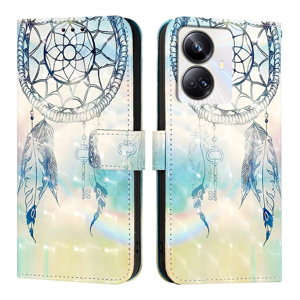 Realme 10 Pro+ 5G Leather Flip Phone Case with 3D Painted Design, Card Holder, Wallet & Stand Function - Durable Protection & Easy Access