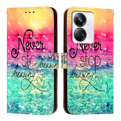 Realme 10 Pro+ 5G Leather Flip Phone Case with 3D Painted Design, Card Holder, Wallet & Stand Function - Durable Protection & Easy Access