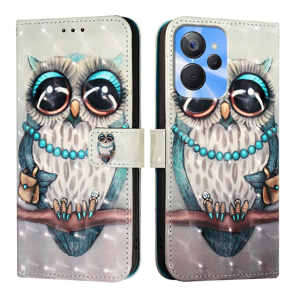 Realme 10T Leather Flip Phone Case with 3D Painted Design, Card Holder, Wallet & Stand Function - Durable Protection & Easy Access