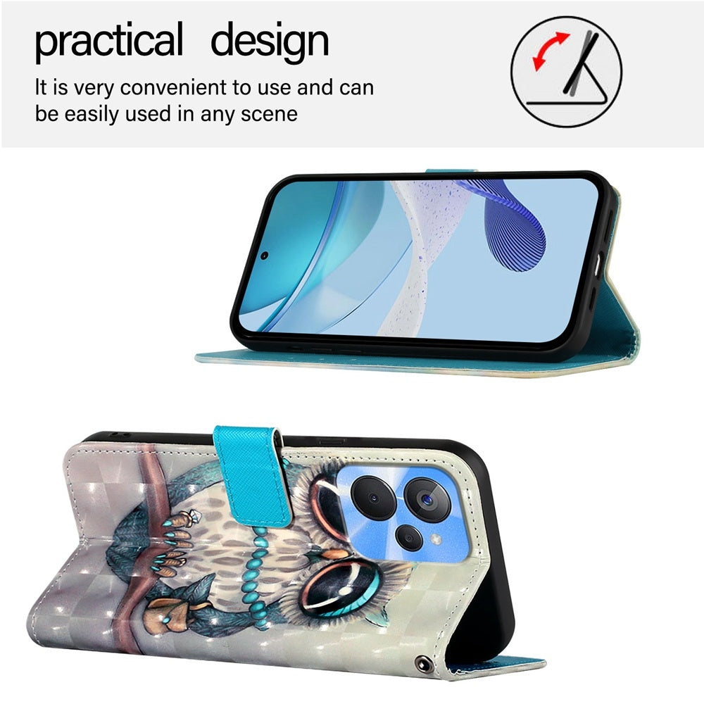 Realme 10T Leather Flip Phone Case with 3D Painted Design, Card Holder, Wallet & Stand Function - Durable Protection & Easy Access
