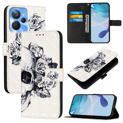 Realme 10s Leather Flip Phone Case with 3D Painted Design, Card Holder, Wallet & Stand Function - Durable Protection & Easy Access