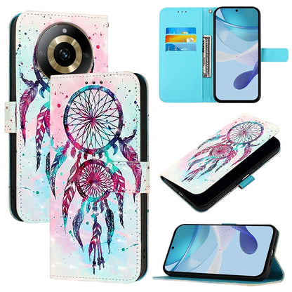 Realme 11 4G Global Leather Flip Phone Case with 3D Painted Design, Card Holder, Wallet & Stand Function - Durable Protection & Easy Access