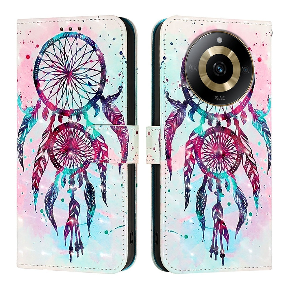 Realme 11 4G Global Leather Flip Phone Case with 3D Painted Design, Card Holder, Wallet & Stand Function - Durable Protection & Easy Access