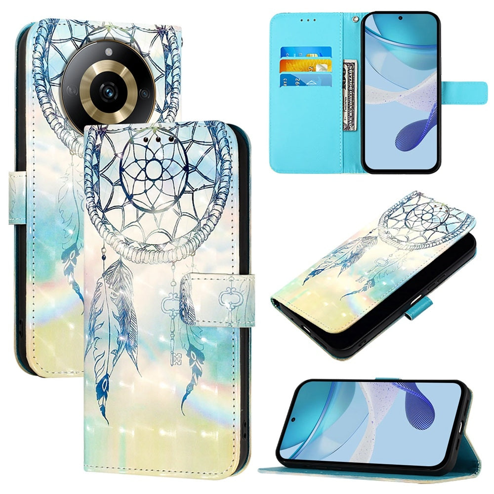 Realme 11 4G Global Leather Flip Phone Case with 3D Painted Design, Card Holder, Wallet & Stand Function - Durable Protection & Easy Access