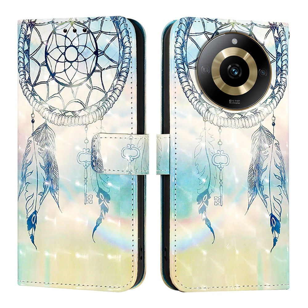 Realme 11 4G Global Leather Flip Phone Case with 3D Painted Design, Card Holder, Wallet & Stand Function - Durable Protection & Easy Access