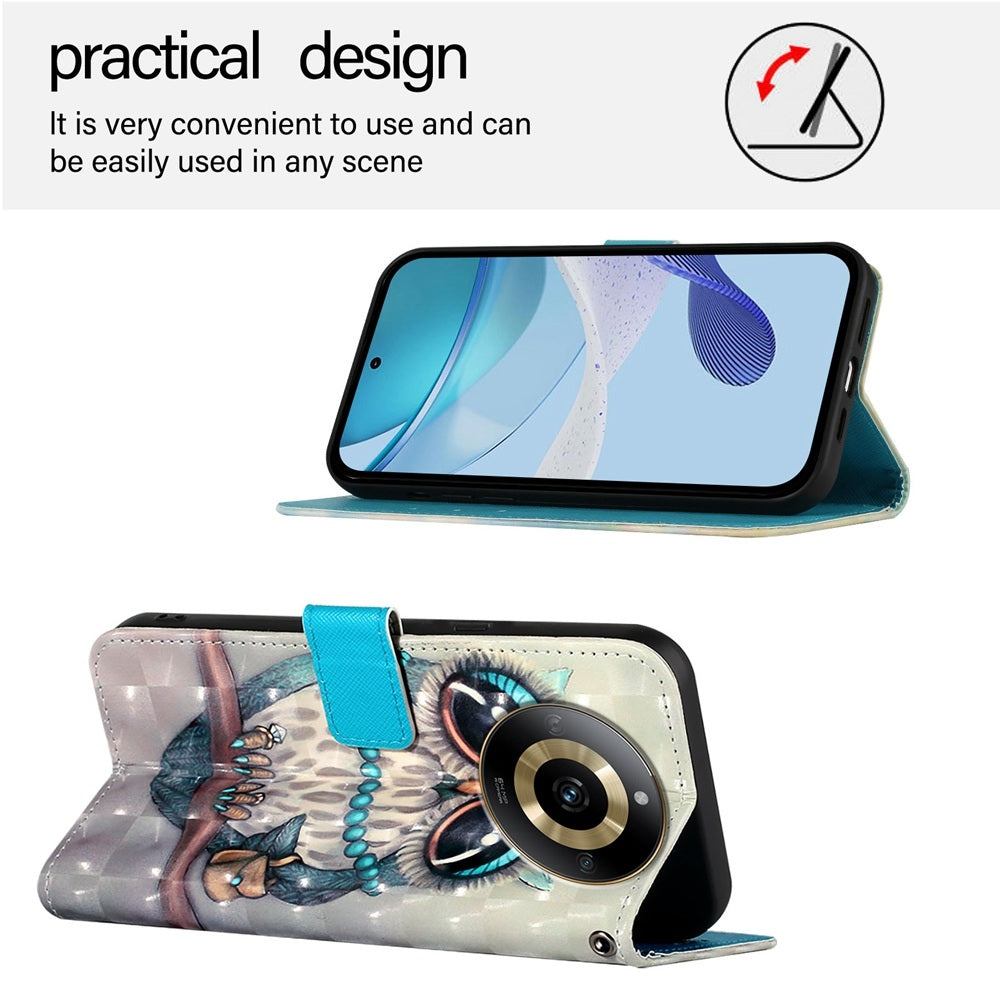 Realme 11 4G Global Leather Flip Phone Case with 3D Painted Design, Card Holder, Wallet & Stand Function - Durable Protection & Easy Access