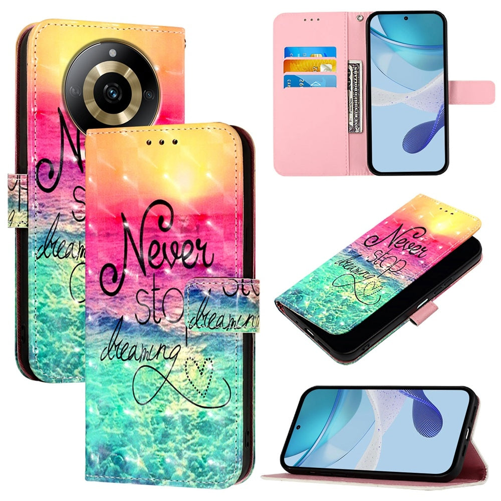 Realme 11 4G Global Leather Flip Phone Case with 3D Painted Design, Card Holder, Wallet & Stand Function - Durable Protection & Easy Access