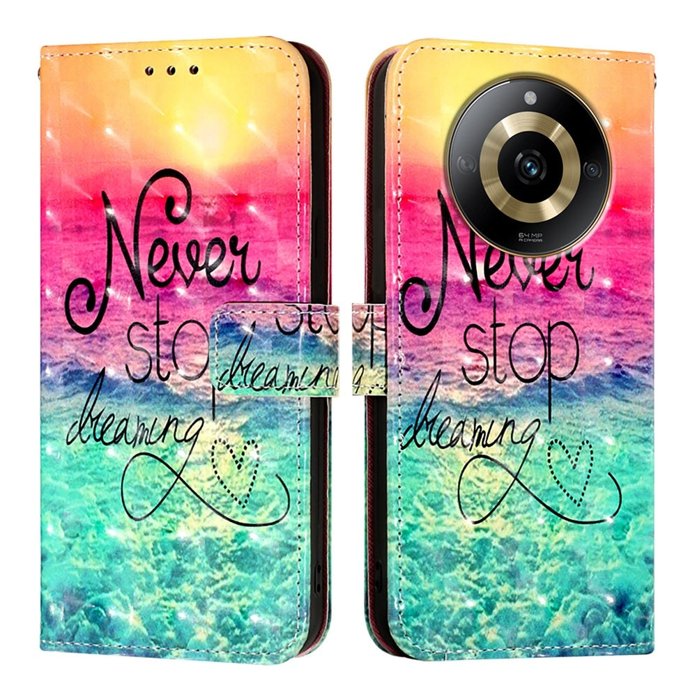 Realme 11 4G Global Leather Flip Phone Case with 3D Painted Design, Card Holder, Wallet & Stand Function - Durable Protection & Easy Access