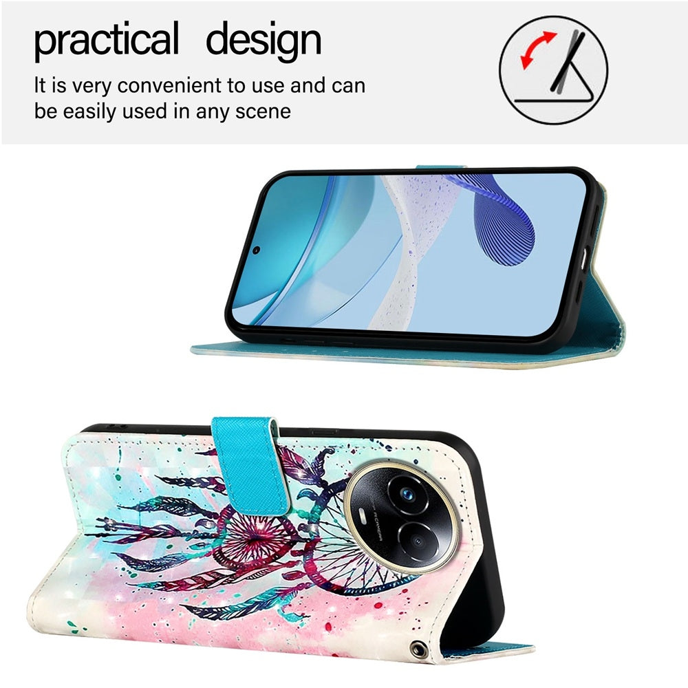 Realme 11 5G Global Leather Flip Phone Case with 3D Painted Design, Card Holder, Wallet & Stand Function - Durable Protection & Easy Access