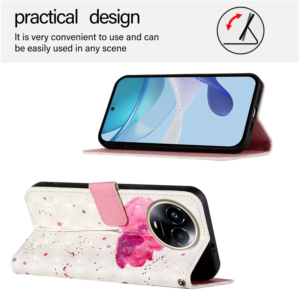 Realme 11 5G Global Leather Flip Phone Case with 3D Painted Design, Card Holder, Wallet & Stand Function - Durable Protection & Easy Access