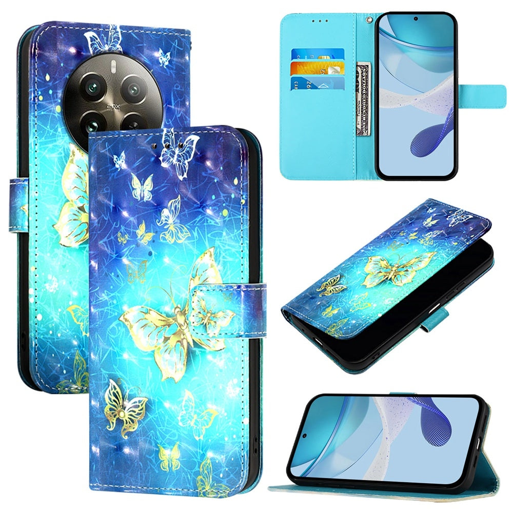 Realme 12 Pro+ Leather Flip Phone Case with 3D Painted Design, Card Holder, Wallet & Stand Function - Durable Protection & Easy Access
