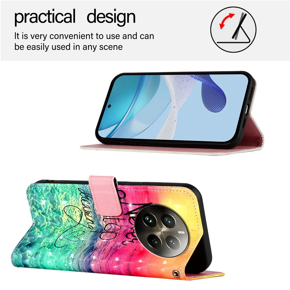 Realme 12 Pro Leather Flip Phone Case with 3D Painted Design, Card Holder, Wallet & Stand Function - Durable Protection & Easy Access