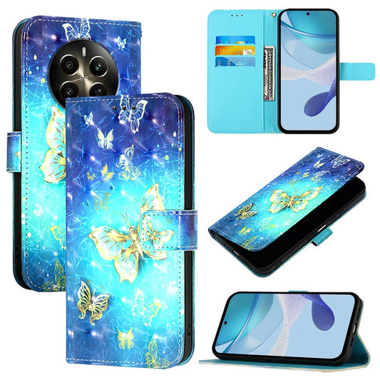 Realme 12+ Leather Flip Phone Case with 3D Painted Design, Card Holder, Wallet & Stand Function - Durable Protection & Easy Access