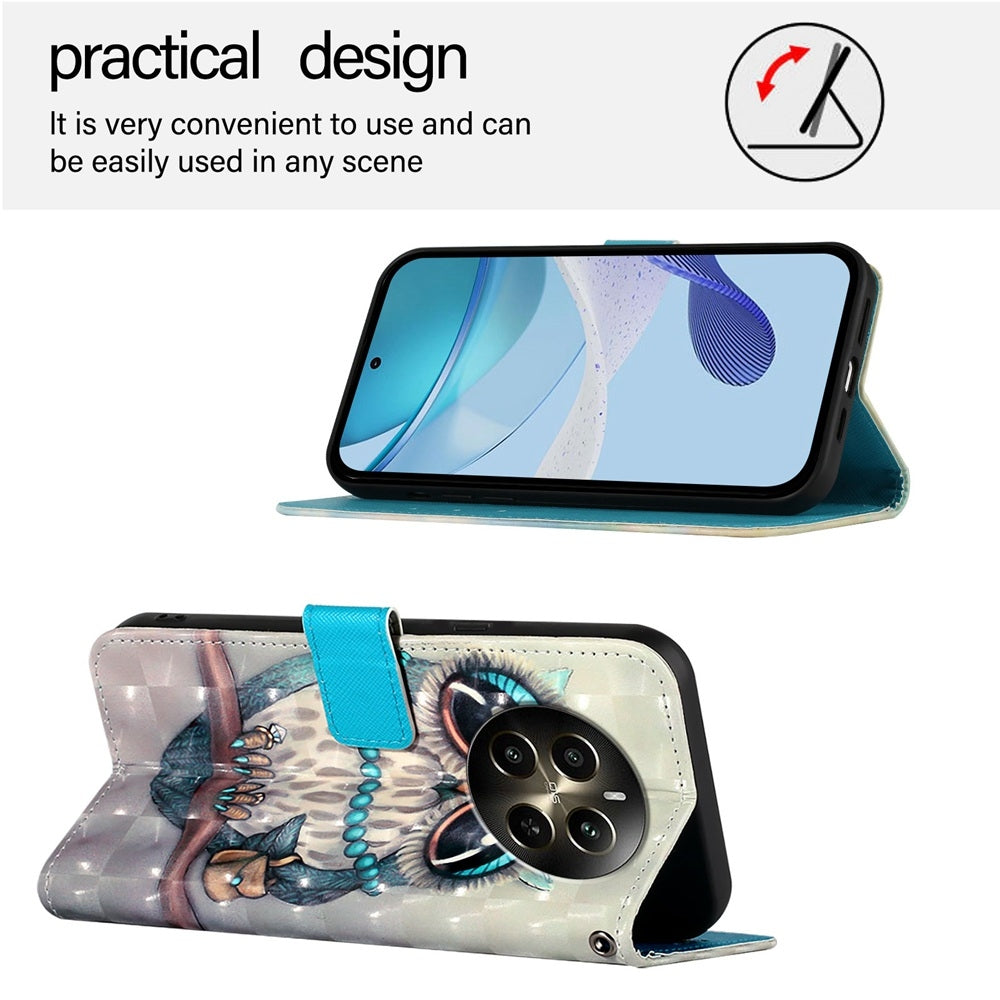 Realme Narzo 70 Pro 5G India Leather Flip Phone Case with 3D Painted Design, Card Holder, Wallet & Stand Function - Durable Protection & Easy Access