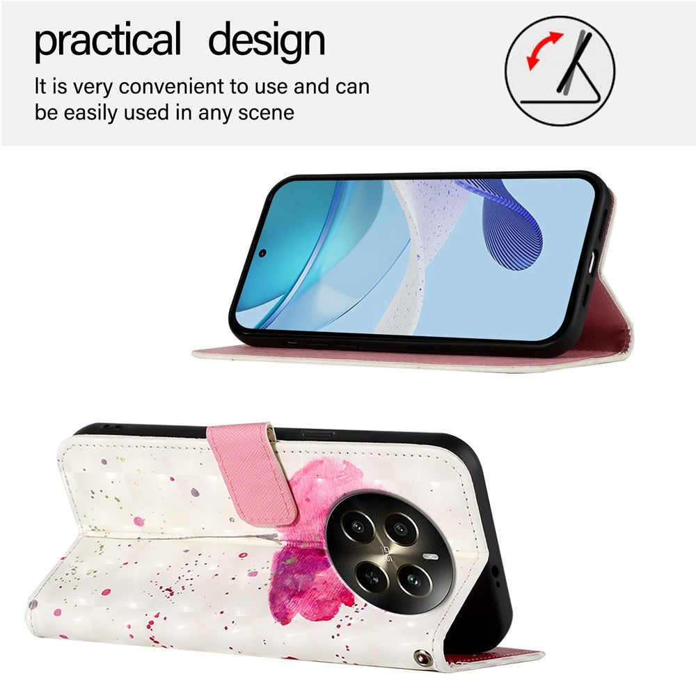 Realme Narzo 70 Pro 5G India Leather Flip Phone Case with 3D Painted Design, Card Holder, Wallet & Stand Function - Durable Protection & Easy Access