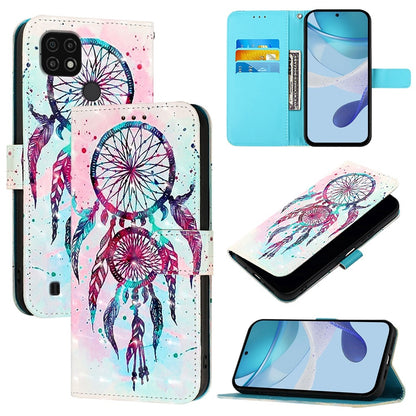 Realme C20 Leather Flip Phone Case with 3D Painted Design, Card Holder, Wallet & Stand Function - Durable Protection & Easy Access