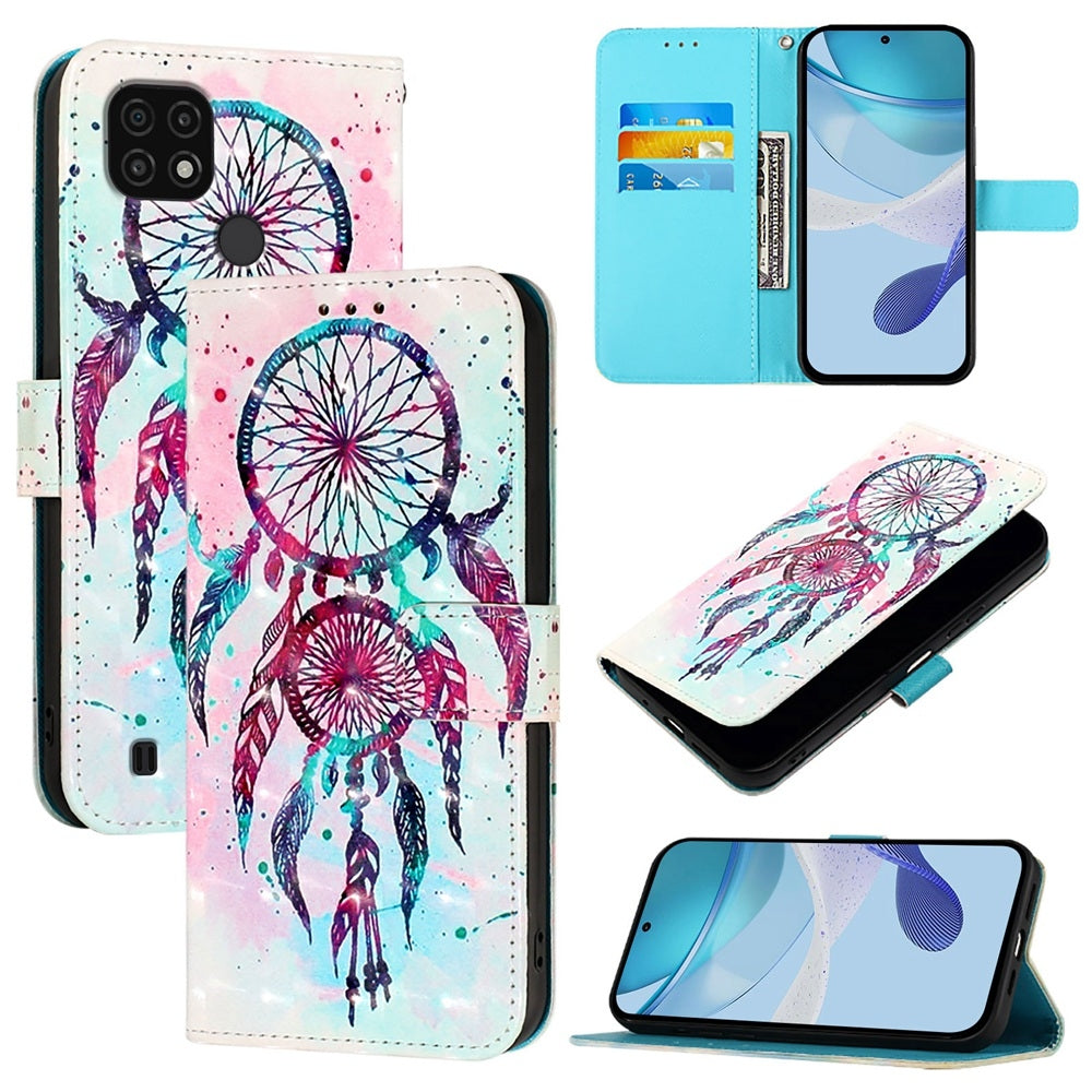 Realme C11 2021 Leather Flip Phone Case with 3D Painted Design, Card Holder, Wallet & Stand Function - Durable Protection & Easy Access