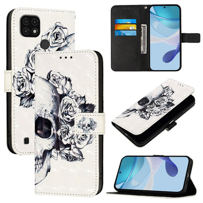 Realme C11 2021 Leather Flip Phone Case with 3D Painted Design, Card Holder, Wallet & Stand Function - Durable Protection & Easy Access