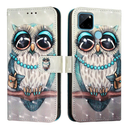 Realme C21Y Leather Flip Phone Case with 3D Painted Design, Card Holder, Wallet & Stand Function - Durable Protection & Easy Access