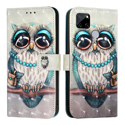 Realme 7i Global Leather Flip Phone Case with 3D Painted Design, Card Holder, Wallet & Stand Function - Durable Protection & Easy Access