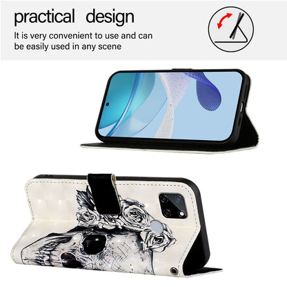 Realme C25 Leather Flip Phone Case with 3D Painted Design, Card Holder, Wallet & Stand Function - Durable Protection & Easy Access