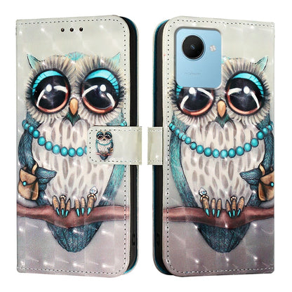 Realme Narzo 50i Prime Leather Flip Phone Case with 3D Painted Design, Card Holder, Wallet & Stand Function - Durable Protection & Easy Access